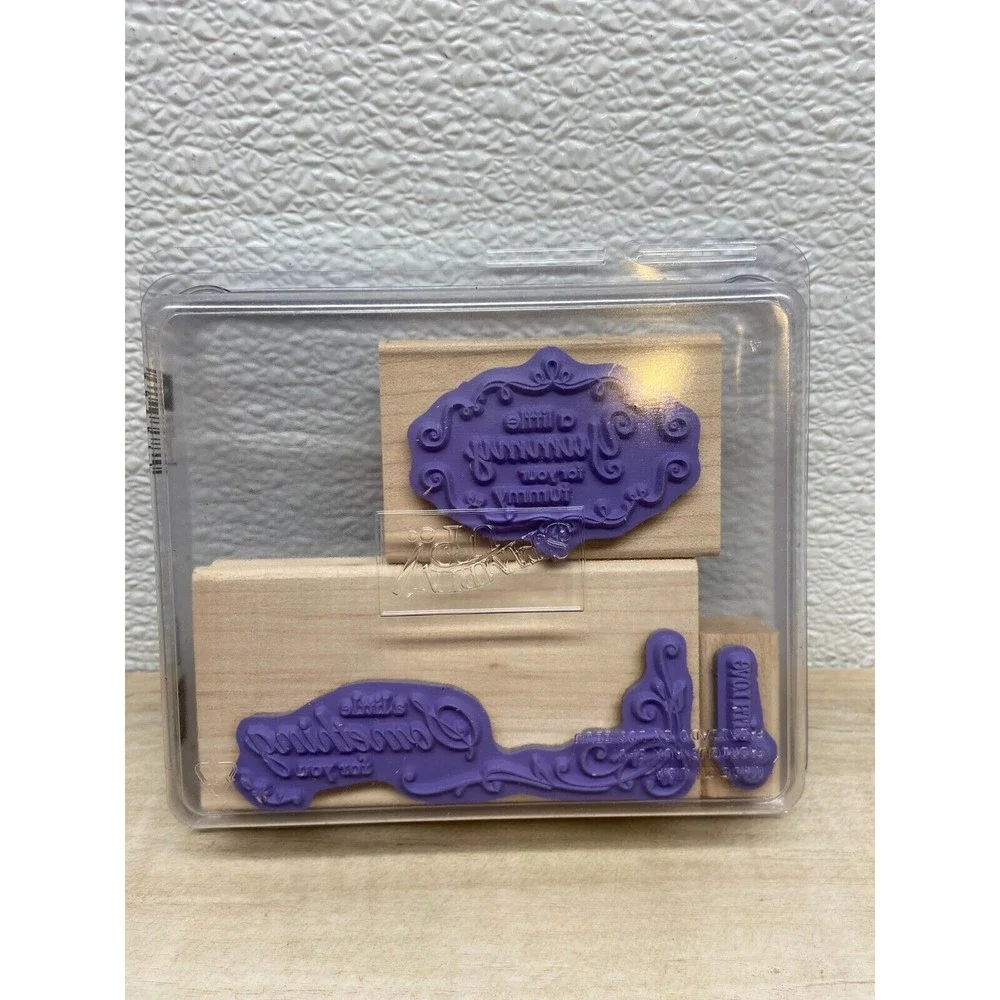 Stampin Up Yummy Set Of 3 Wood Mounted Rubber Stamps - Picture 2 of 3